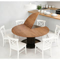 Round Folding Table Top Extender 48/55/59/63/71/79" Solid Wood Table Extension For Dining Table