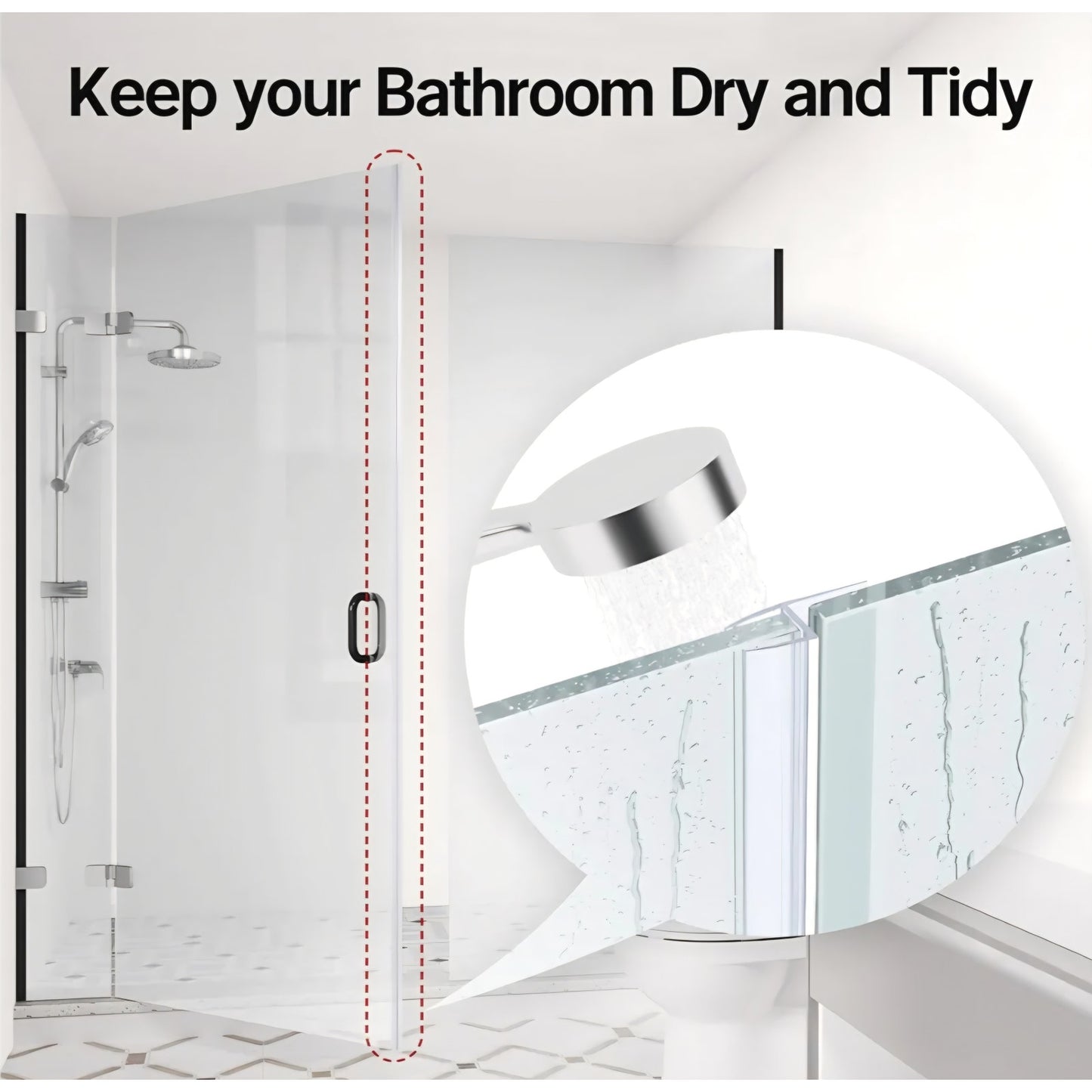 AmazerBath Shower Door Side Seal Strip (Set of 2), Frameless Glass Shower Door Seal Strip - Suit