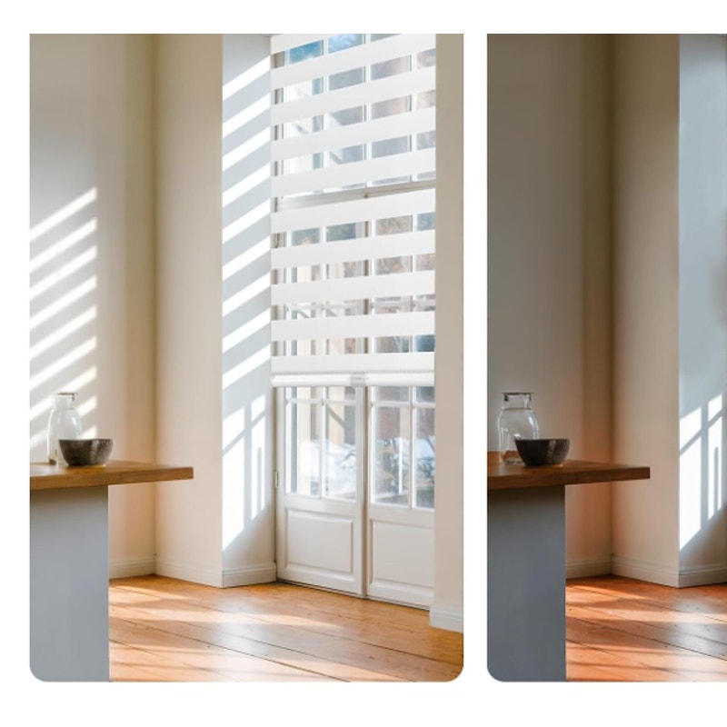 Cordless Zebra Blinds for Indoor Windows, 71" W x 72" H, White