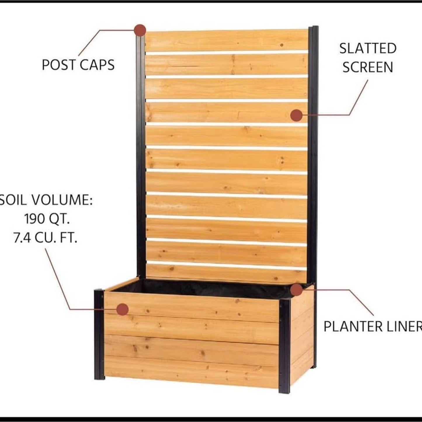 6ft H x 3.3ft W x 2.1ft L (1 Screen w/Planter) Freestanding Enclo Concord Cedar Wood Privacy Fence S