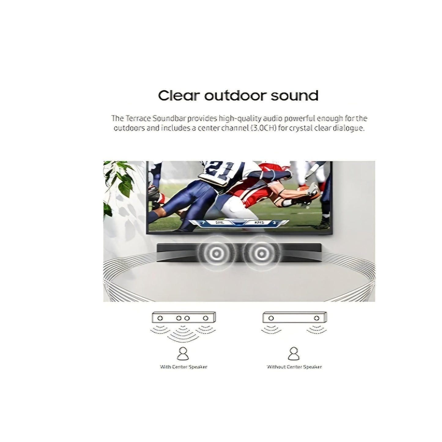 SAMSUNG HW-LST70T 3.0ch The Terrace Outdoor Soundbar w/ Dolby Audio, Built-In Subwoofer, Distortion