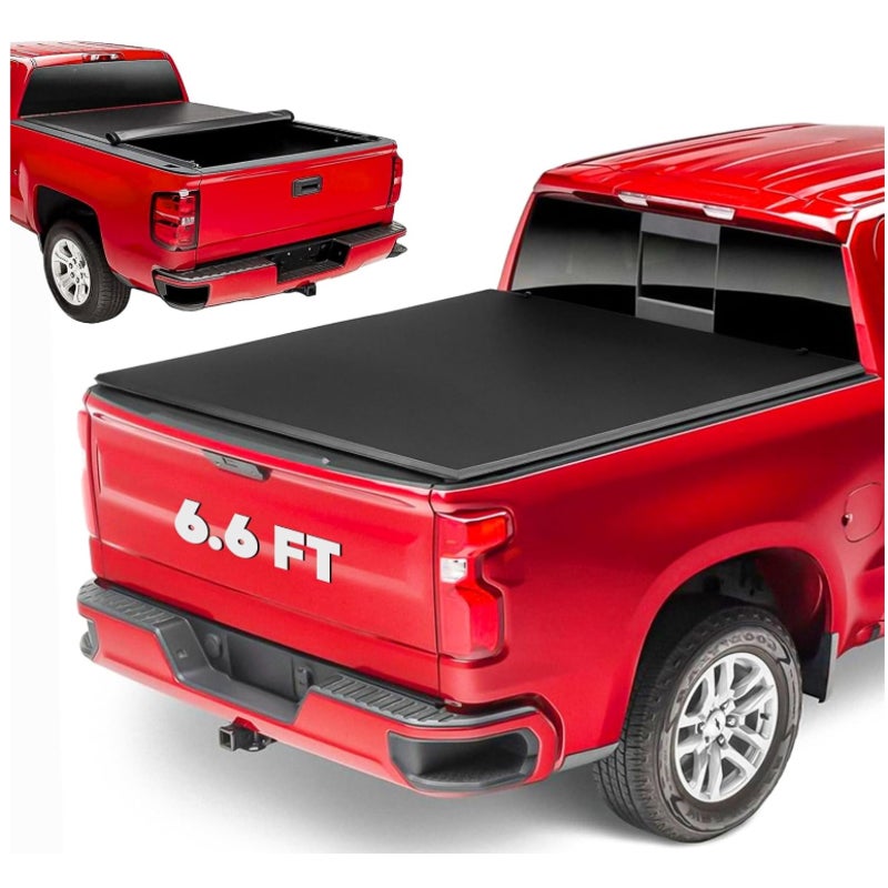 6.6 ft Soft Roll Up Truck Tonneau Bed Cover for 2014-2018 Chevrolet Silverado GMC Sierra 1500
