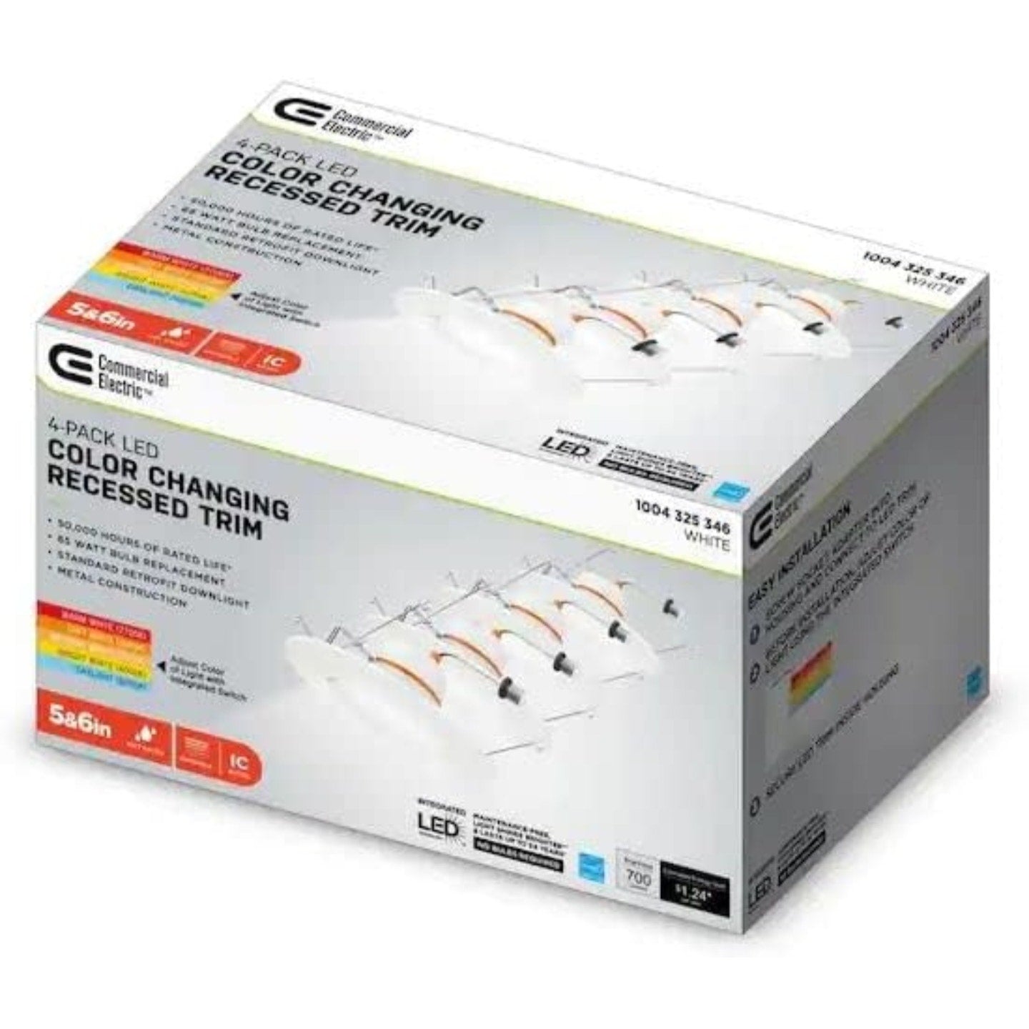 Commercial Electric 5/6 in. CEC T20 New Construction/Remodel White Dimmable LED Recessed Trim