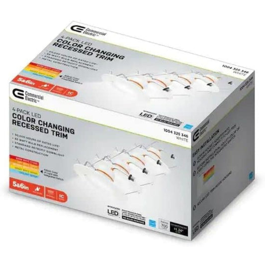 Commercial Electric 5/6 in. CEC T20 New Construction/Remodel White Dimmable LED Recessed Trim