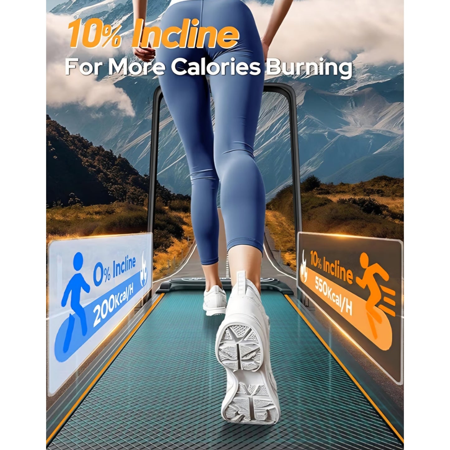 Foldable Treadmill with 10% Incline, Upgrade 3.5HP Low Noise Walking Pad Treadmill with Handle Bar