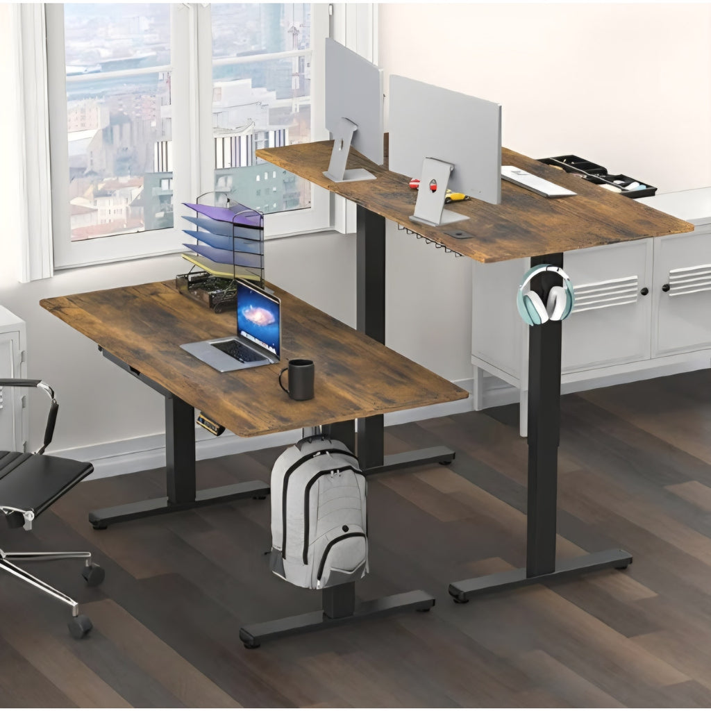 SHW 55 x 28 Inches Electric Height Adjustable Standing Desk with Drawer and Memory Preset