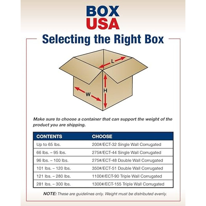 BOX USA 8x8x60 Tall Corrugated Boxes, Tall, 8L x 8W x 60H, Pack of 15. Strong Wholesale Bulk Boxes