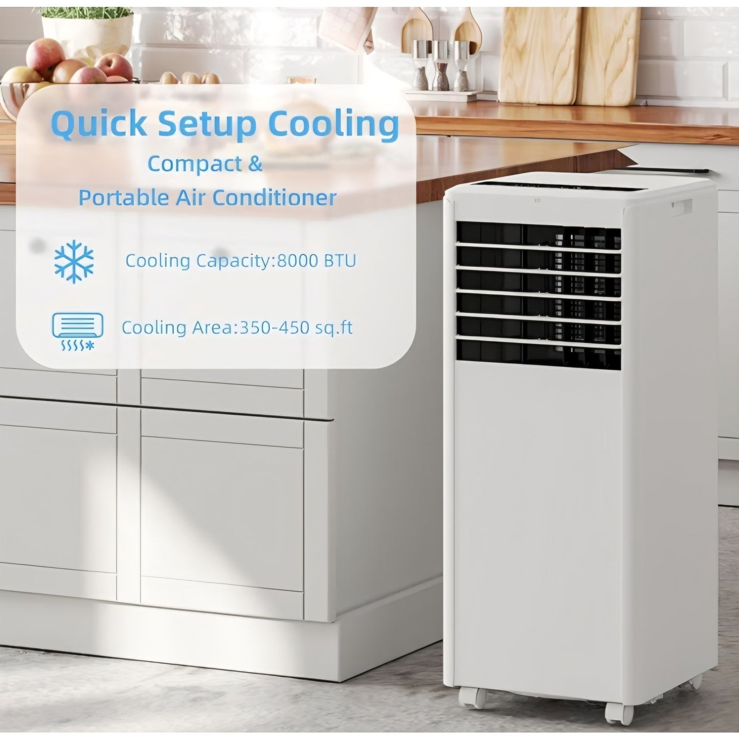 8000 BTU Portable Air Conditioner, Quiet AC Unit for Bedroom w/Remote Control & 24H Timer