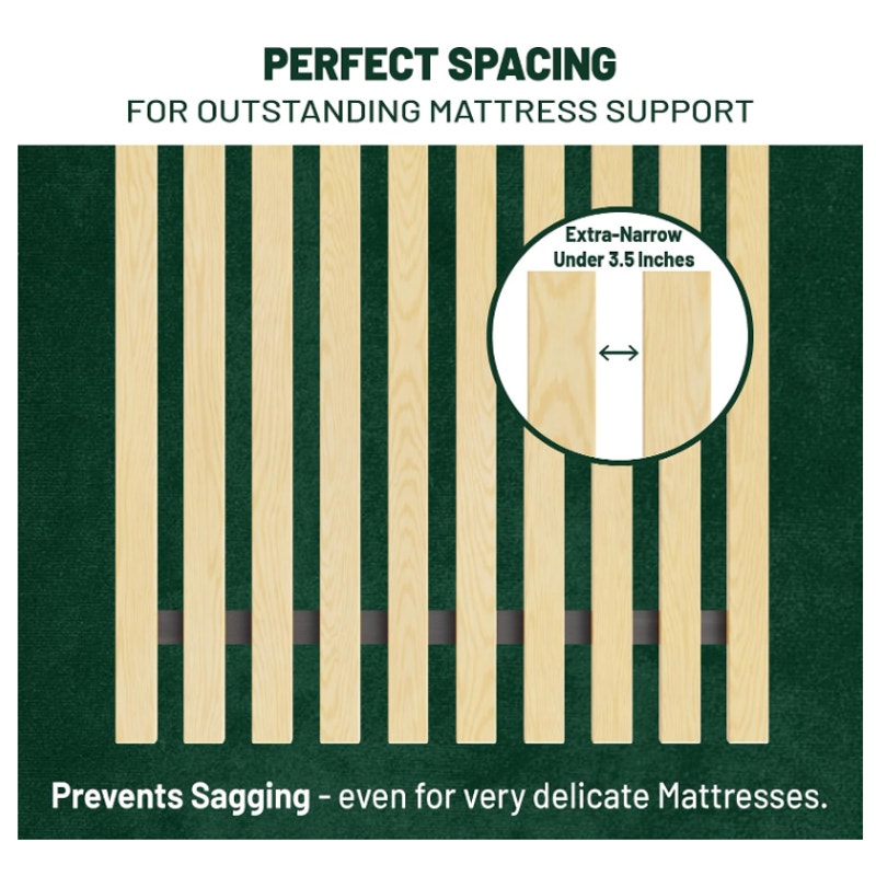 Wooden King Bed Slats for Support Under Mattress with Cover – Replacement Wood Slats for King Size