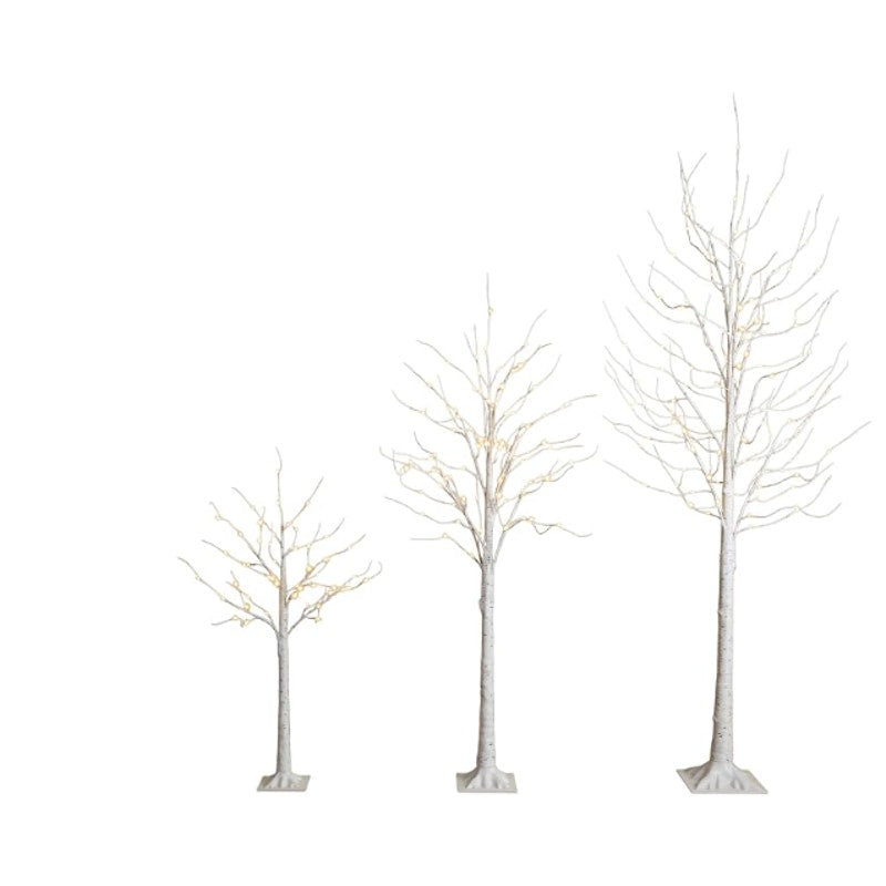 Nearly Natural Pre-Lit Artificial White Birch Trees with LED Lights - Set of 3 (4ft, 6ft, 8ft)
