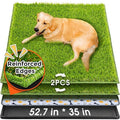 Hompet Dog Grass Pad with Tray Large, 52.7"x35", 2 Reusable Artificial Turf for Dogs Potty,