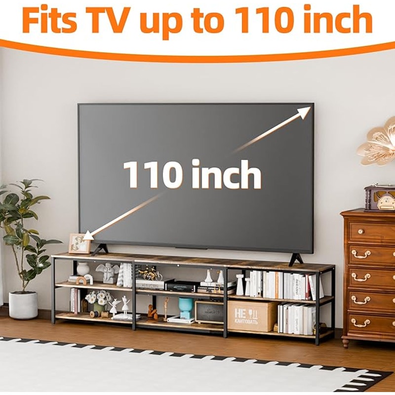 Aquzee 100 in TV Stand, Extra Large 98" Wide Entertainment Center for 85"-110", with Storage, Brown