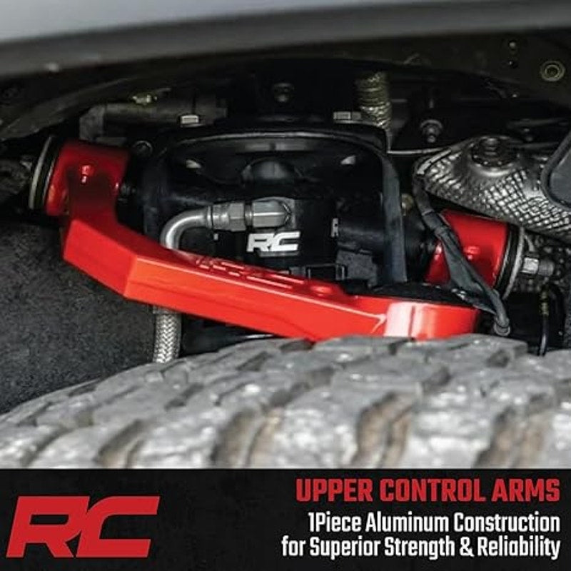 Rough Country Forged Aluminum Upper Control Arms for 12-18 Ram 1500-31201RED, Red Finish Color