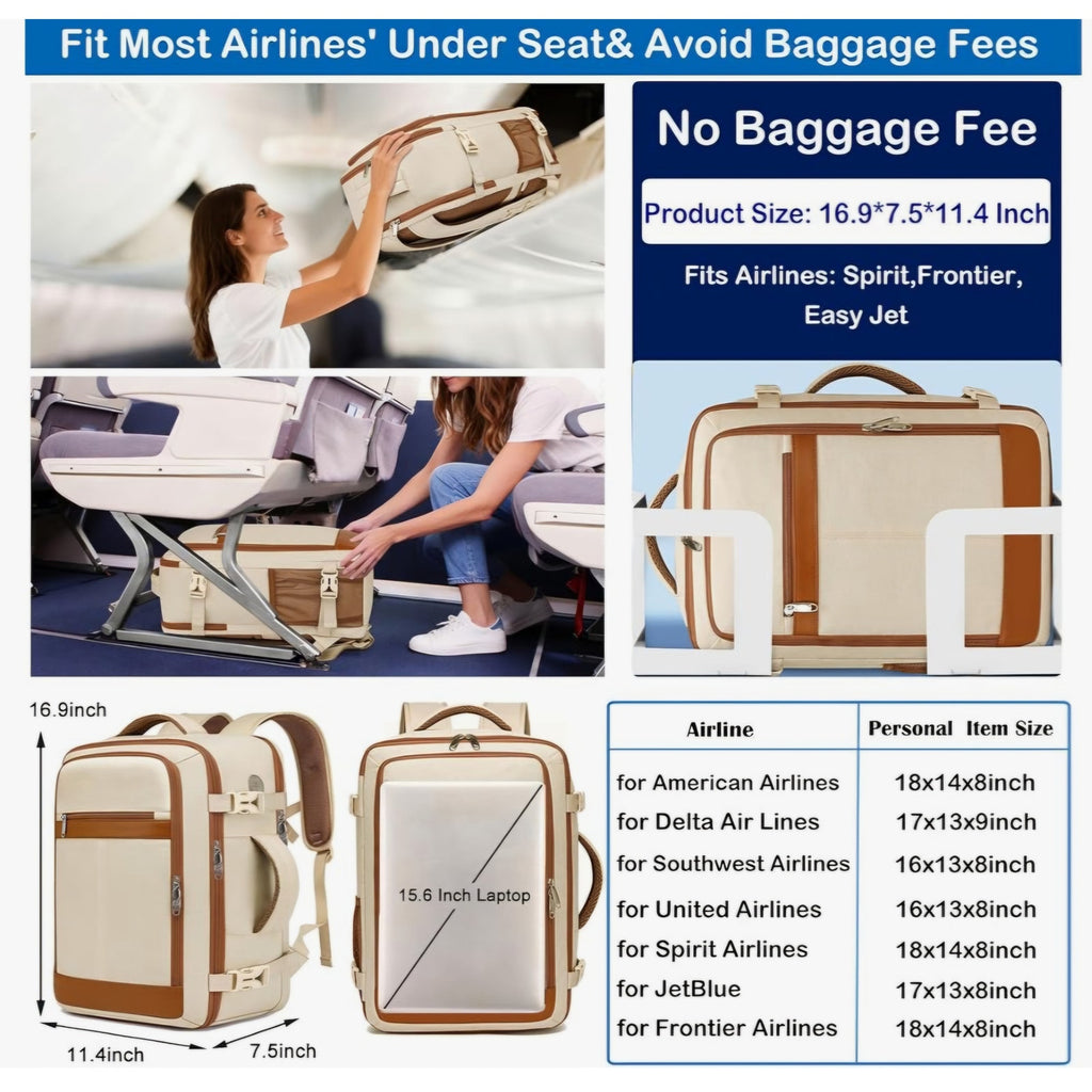 Travel Backpack for Women Airline Approved Carry On Backpack with Shoe Pouch