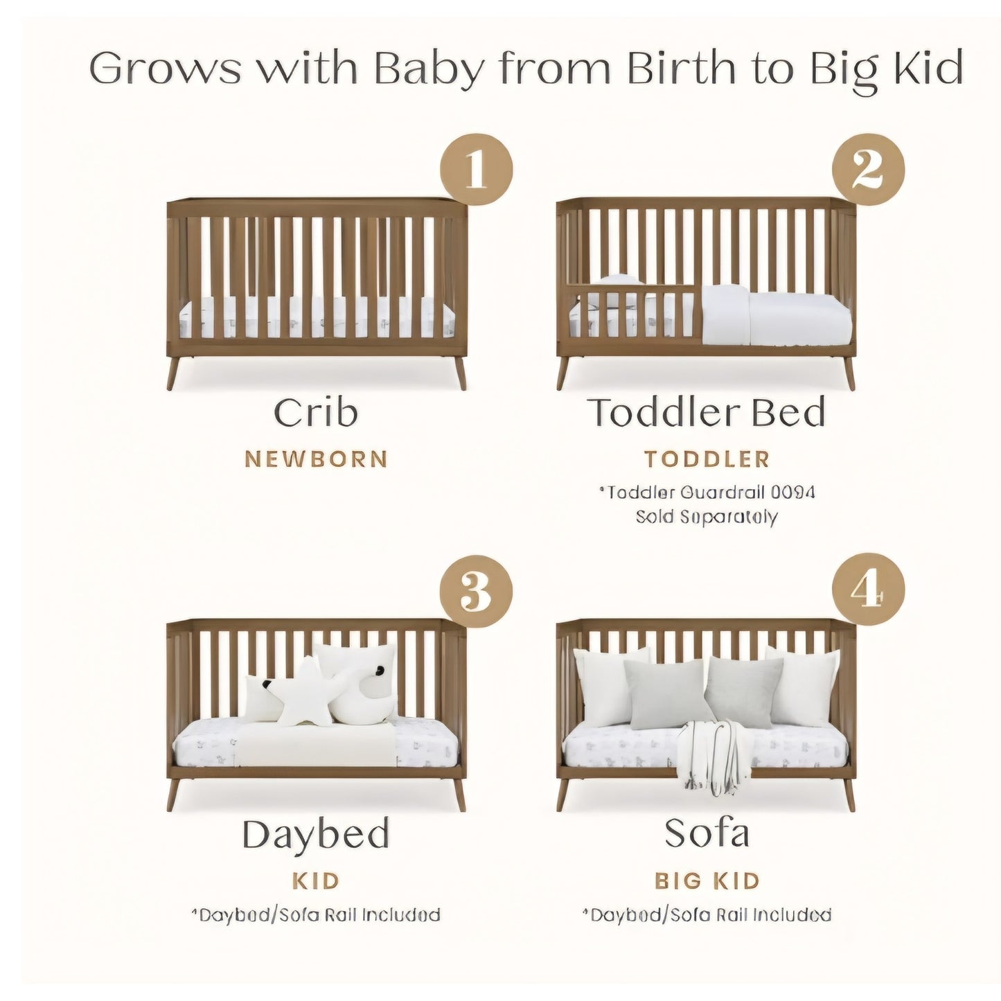 Delta Children Essex 4-in-1 Convertible Crib - Greenguard Gold Certified, Chestnut