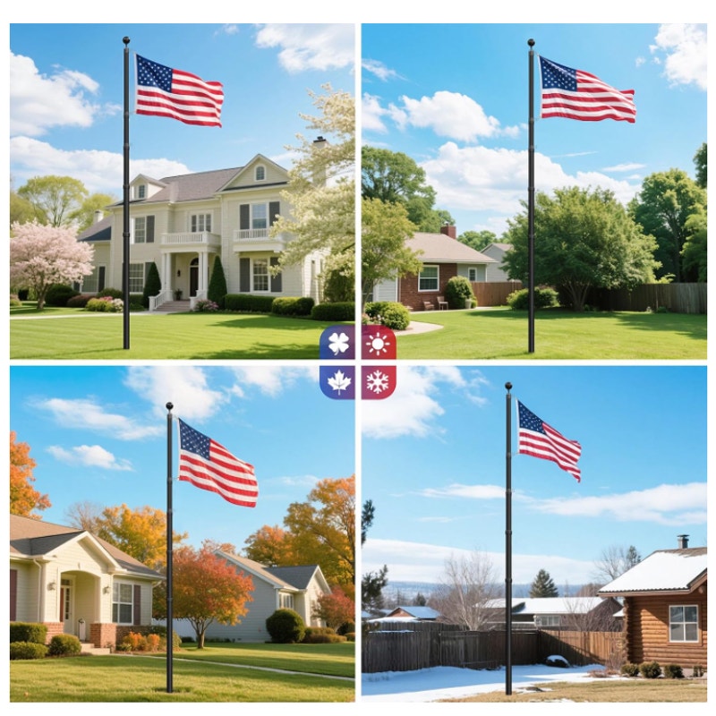 Wphold Flag Poles for Outside House Inground - Extra Thick Telescoping Flag Poles (30FT, Black)