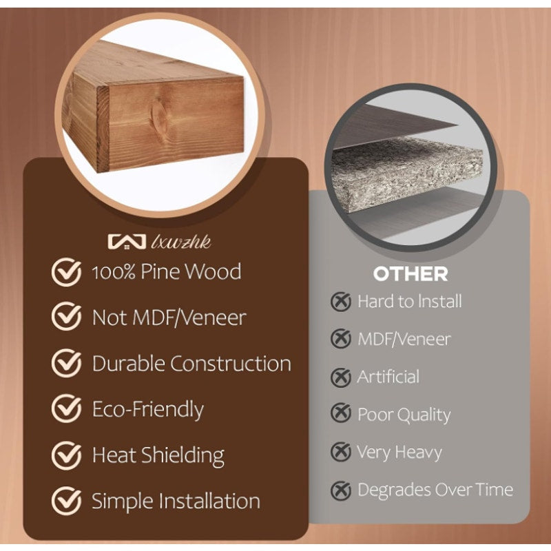 Fireplace Mantel 60", Wooden Floating Shelf for Over Fireplace, Oak Color Wall-Mounted Mantel
