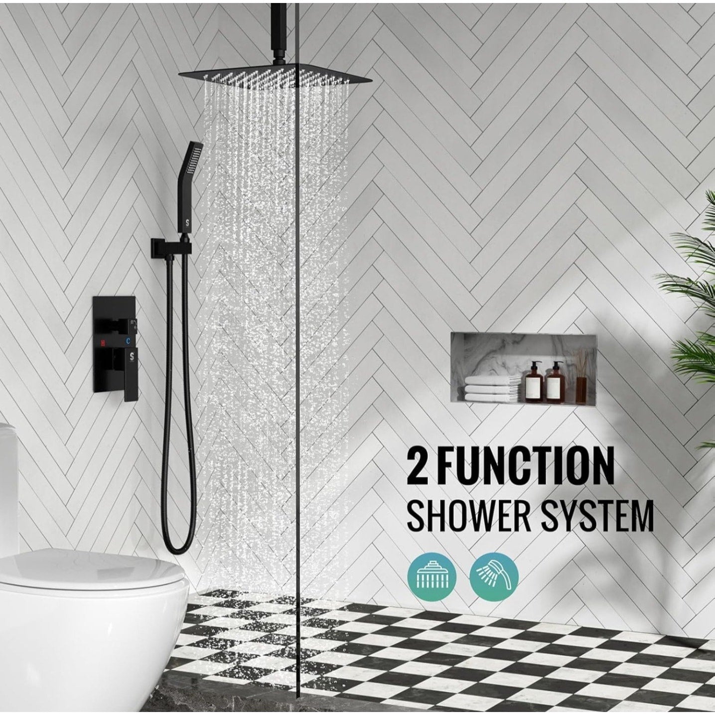 SR SUN RISE 10 Inch Ceiling Mounted Shower System Rain Mixer Shower Combo Set Rainfall Shower Head