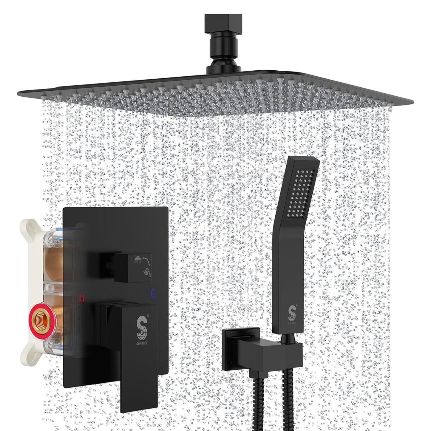 SR SUN RISE 10 Inch Ceiling Mounted Shower System Rain Mixer Shower Combo Set Rainfall Shower Head