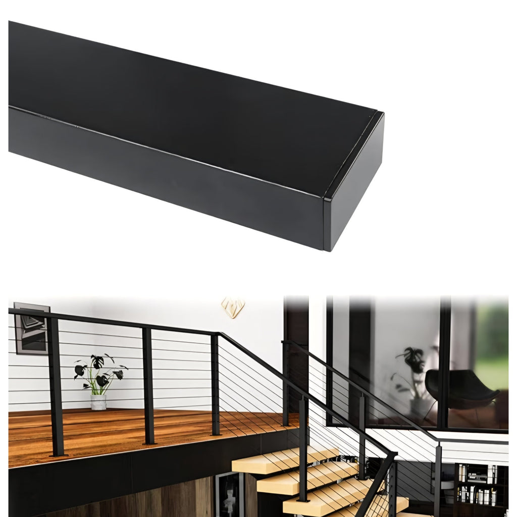 6'6" Black Cable Railing Handrail Rectangular Stainless Steel Handrail for Cable Railing System