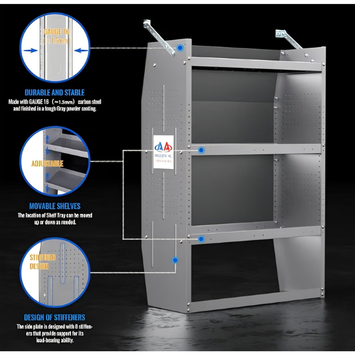 AA Products Inc. SH-4603 Steel Low/Mid/High Roof Van Shelving Storage System Fits
