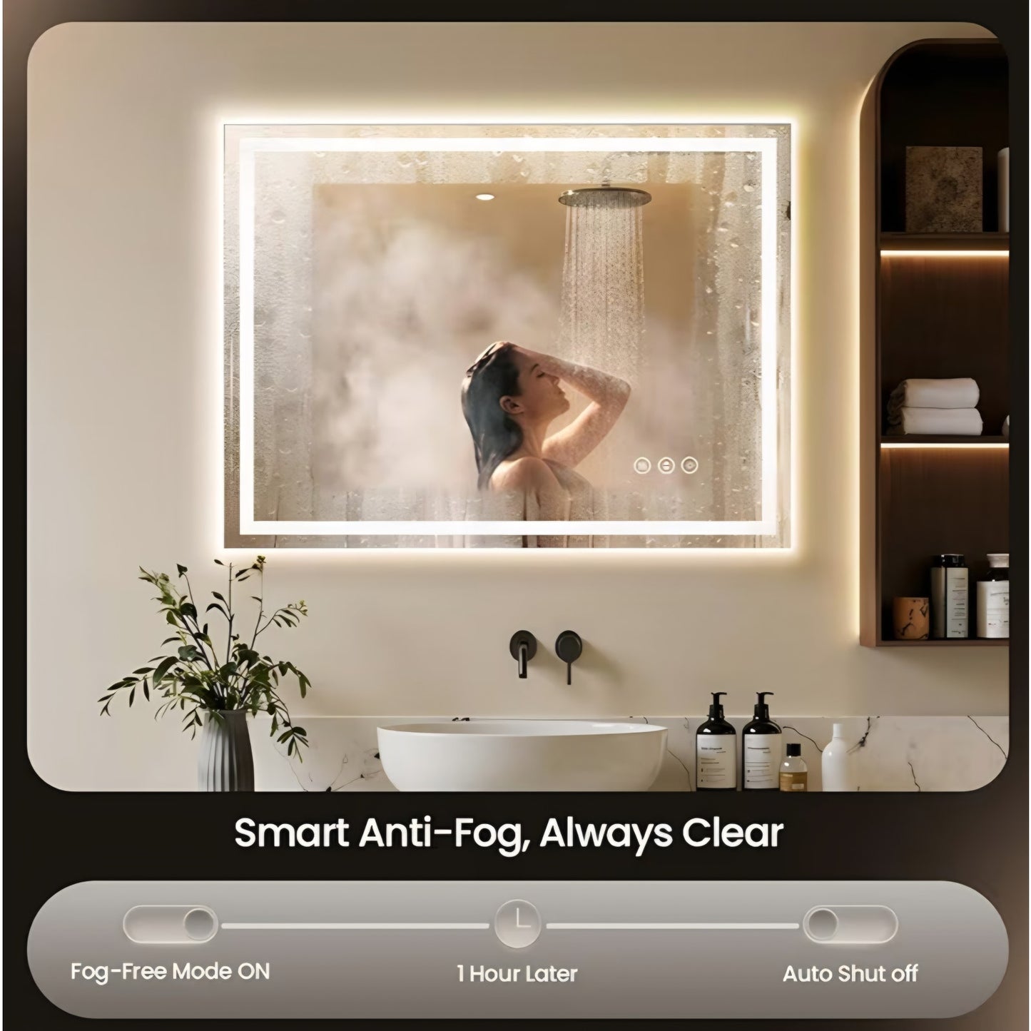 55X30 LED Bathroom Mirror with Lights, Anti-Fog, Backlit + Front Lit, Lighted Bathroom Vanity Mirro