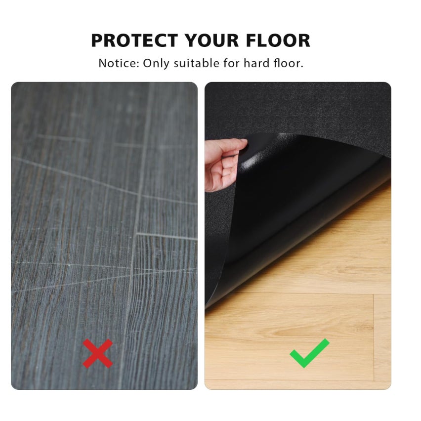 Vinyl Floor Mat for Home, Waterproof Area Mat for Under Dining Room Table Black, 8'×12'