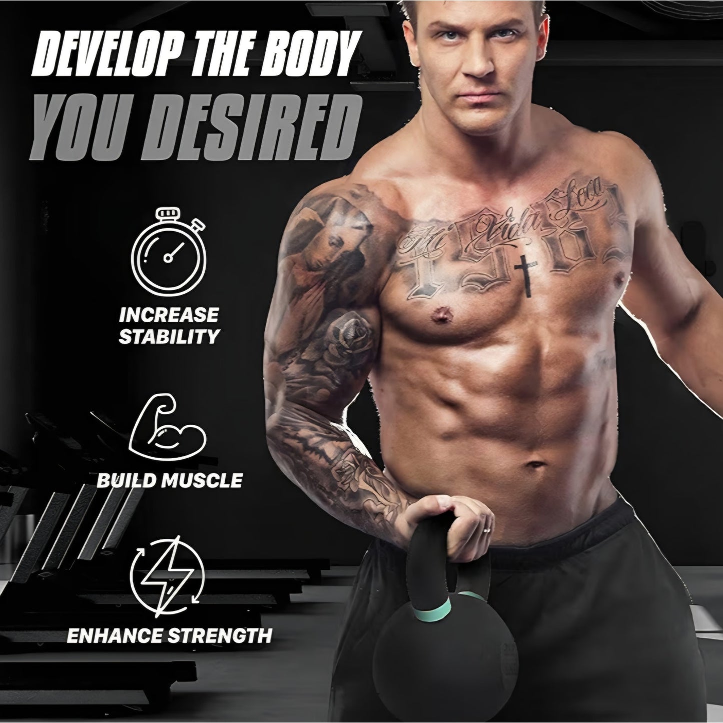 Yes4All Powder Coated Kettlebell, Cast Iron Core Kettlebells 53 lb