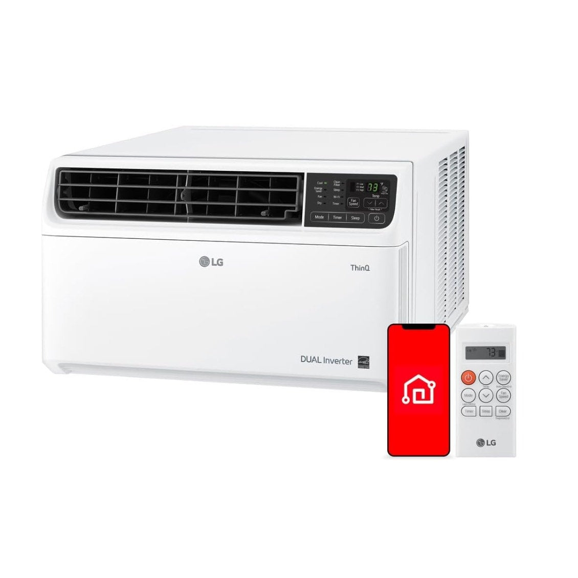 LG 8,000 BTU Dual Inverter Smart Window Air Conditioner, 115V, Cools 340 Sq. Ft. for Bedroom