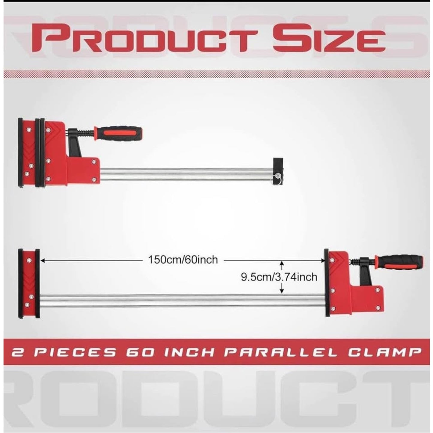 2 Pcs 60 Inch Bar Clamps for Woodworking Parallel Jaw Bar Clamp Set Carbon Steel F Clamp Wood Clamps