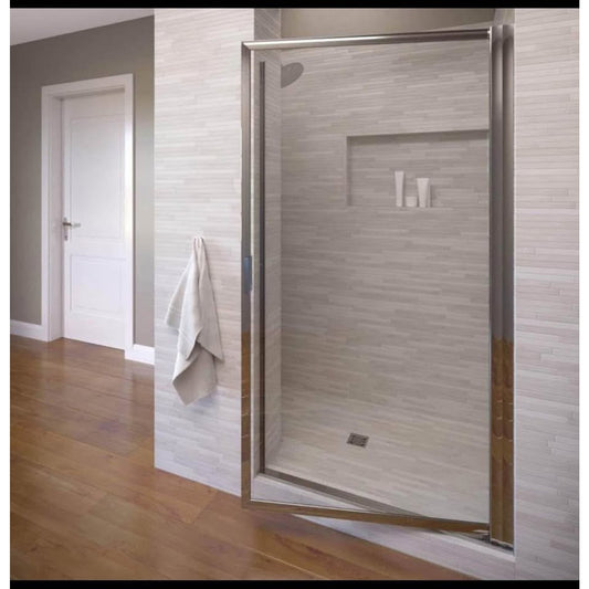 Basco Sopora 34.25- 36 in. Width, Pivot Shower Door, Clear Glass, Silver Finish