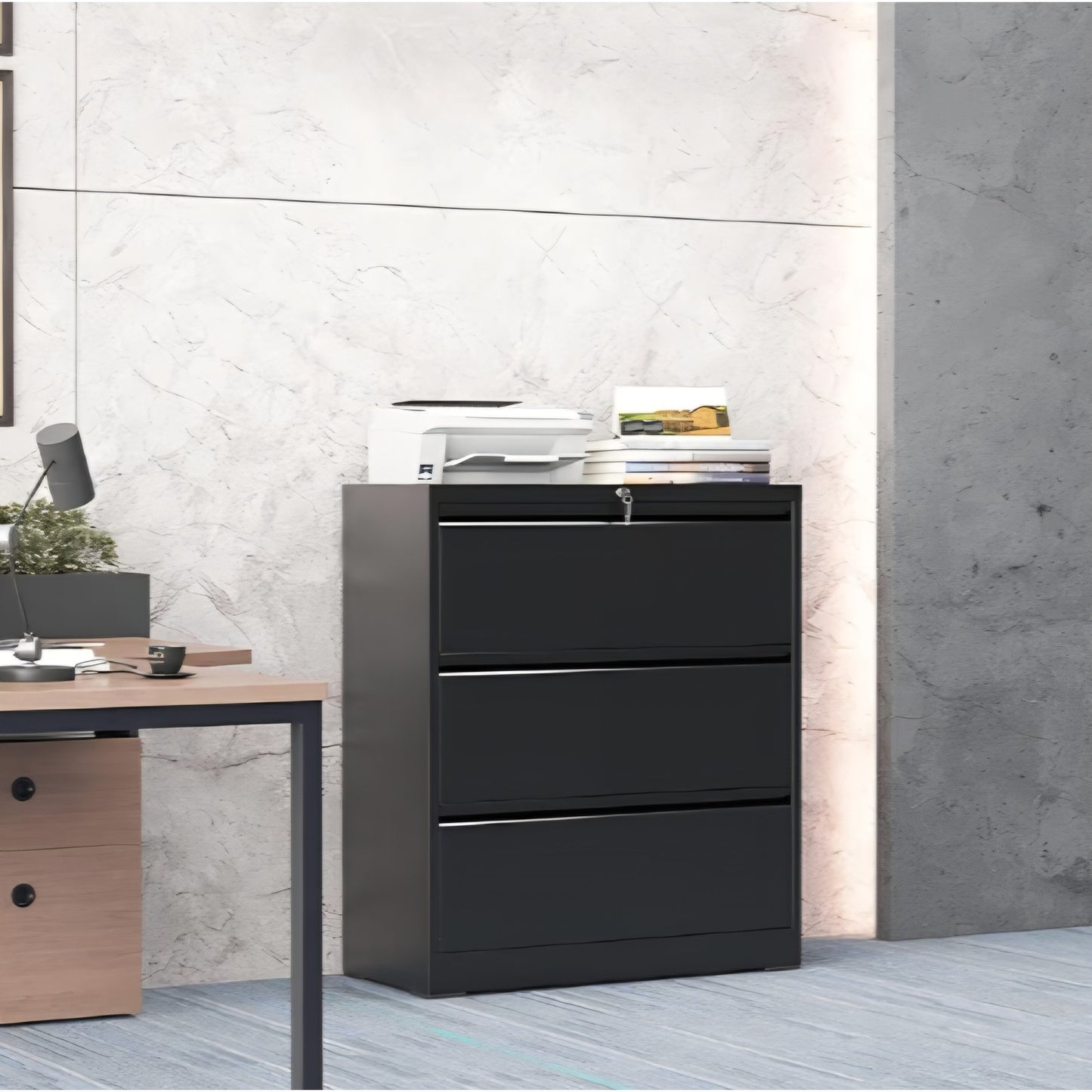 3 Drawer Lateral File Cabinet with Lock, Metal File Cabinets for Home Office