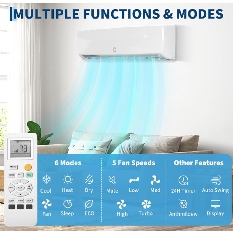GarveeHome SEER 17 12000BTU 115V Mini Split Air Conditioner