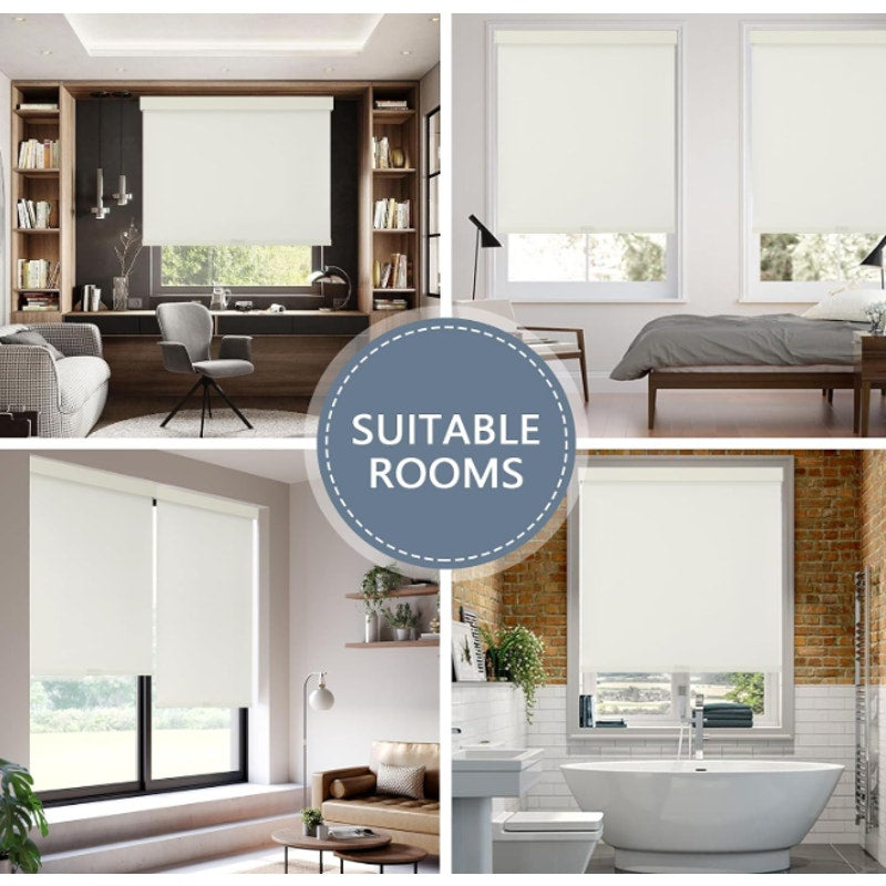 AOSKY Cordless Blackout Roller Shades, 59" W x 72" H, Ivory