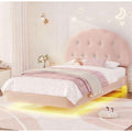 Decofy Full Size Bed Frame with Headboard and LED Lights, Cloud Floating Upholstered Bed Frames