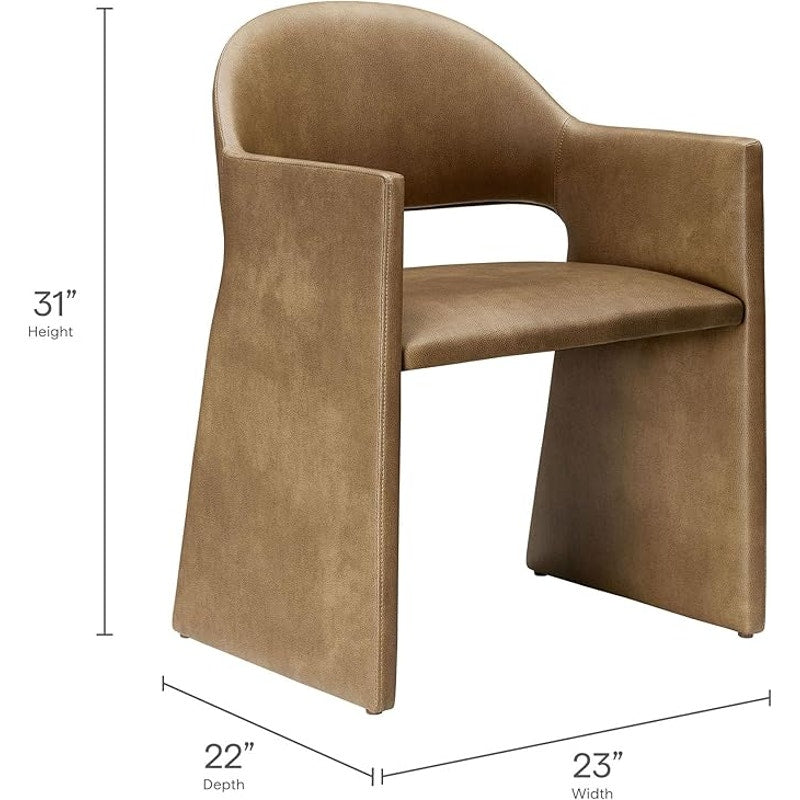 Modway Talia Vegan Leather Dining Armchair in Toast. 22"D x 23"W x 31"H. side chair.