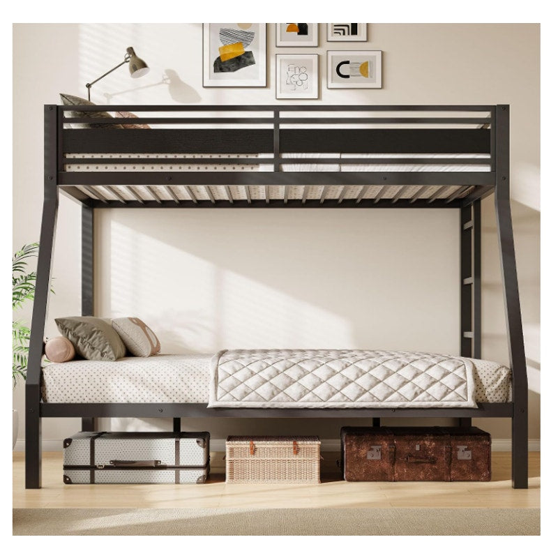 Feonase Bunk Beds Twin Over Full Size, Heavy Duty Metal Bunk Beds with Safety Guardrail & Ladders