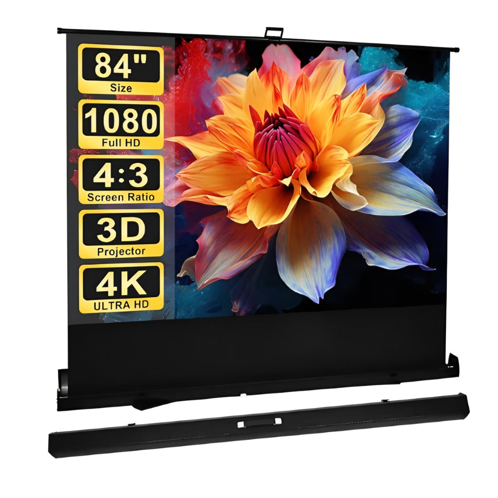 84 inch Portable Projector Screens Indoor Outdoor Projector Screen 4:3 4K HD Outdoor Movie Screen