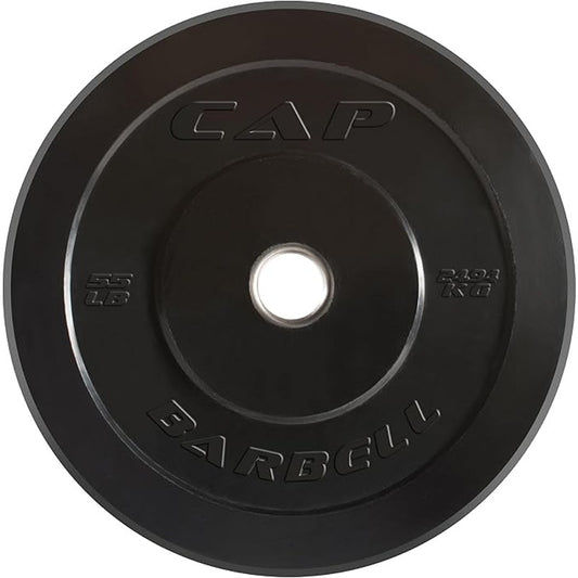 CAP Barbell Rubber Olympic Bumper Plate, 55lbs - Single, ELITE, Black