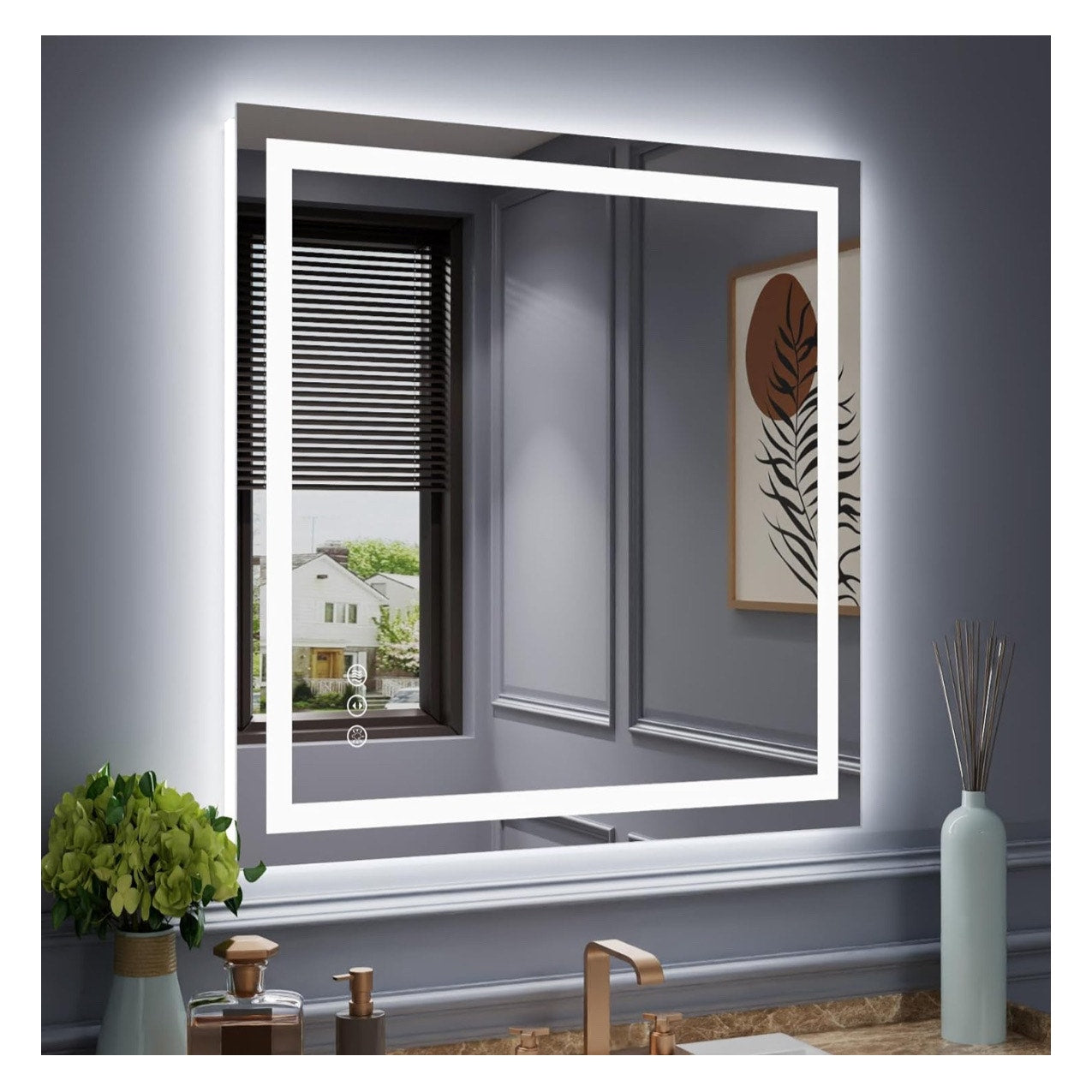 Amorho LED Mirror for Bathroom 40"X38" with Front Light and Backlit