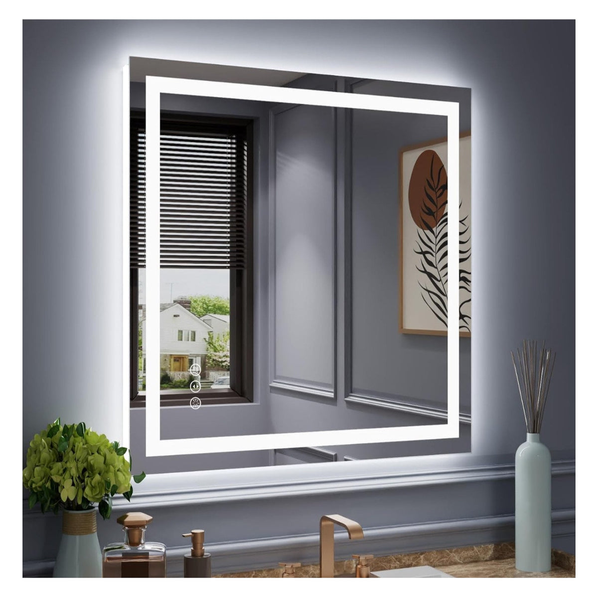 Amorho LED Mirror for Bathroom 40"X38" with Front Light and Backlit