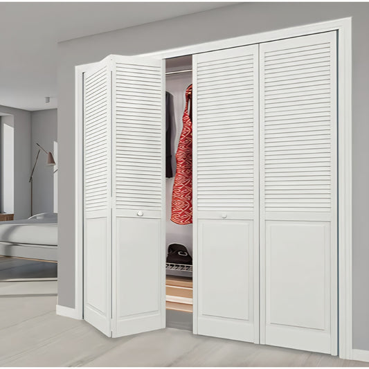 Kimberly Bay Closet Door, Bi-Fold, Traditional Louver-Panel Solid Core Unfinished (80 Inch x 36 Inc