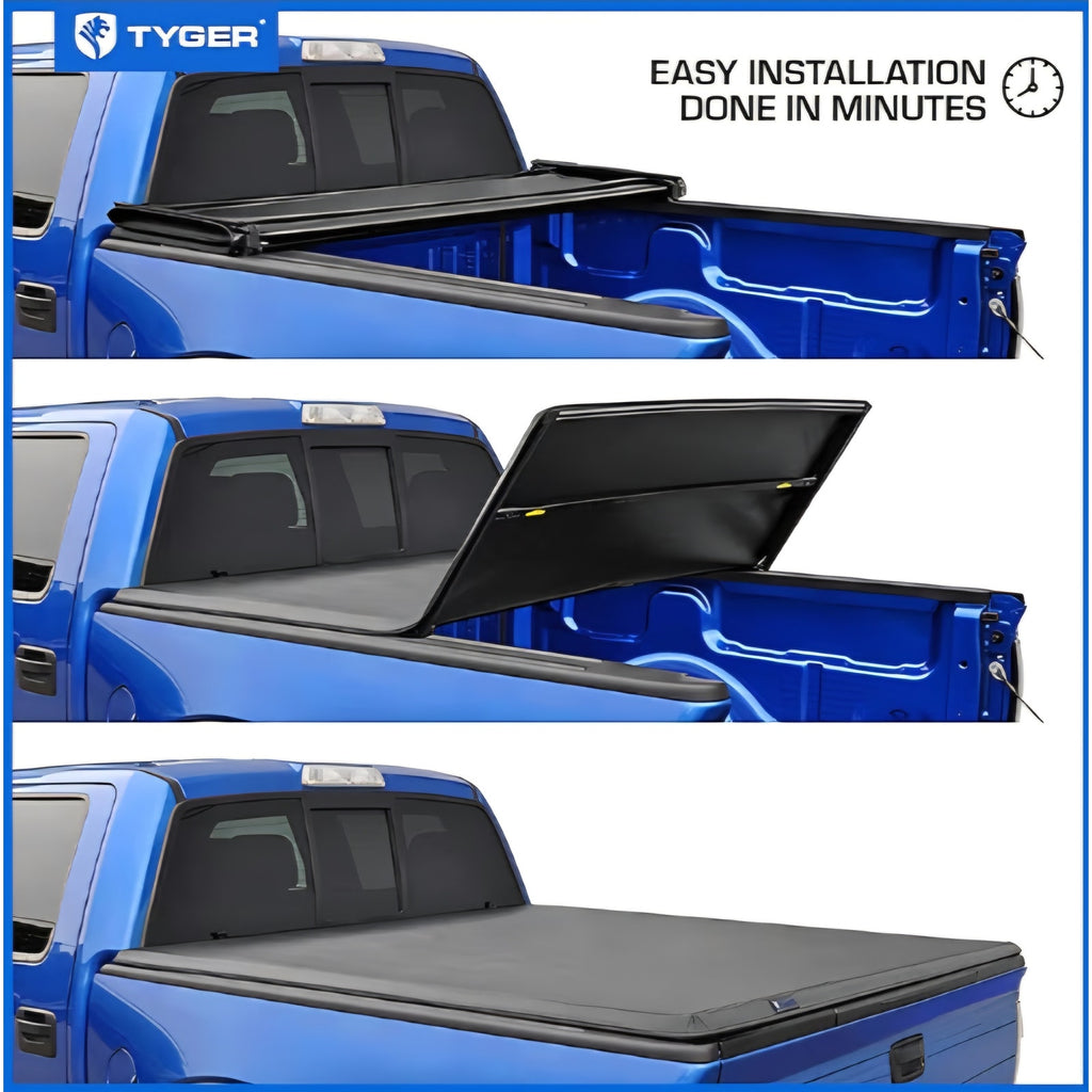 T3 Soft Tri-fold Truck Bed Tonneau Cover Compatible with 2022-2026 Toyota Tundra | 5.5' (67")
