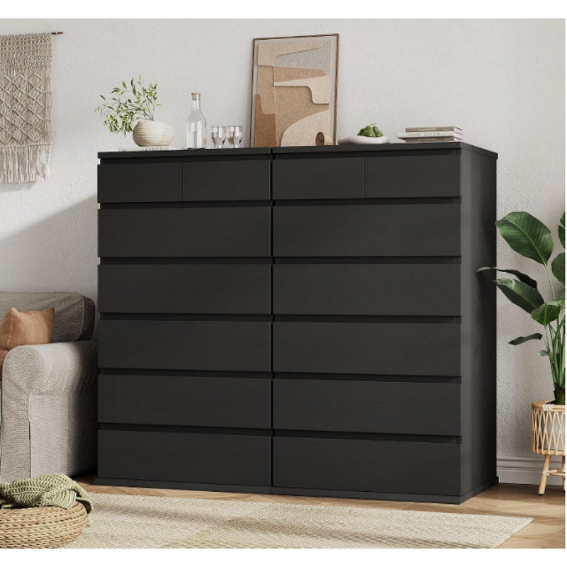 Black Tall 7 Drawer Dresser for Bedroom, Modern Wood Closet Dressers & Chests of Drawers