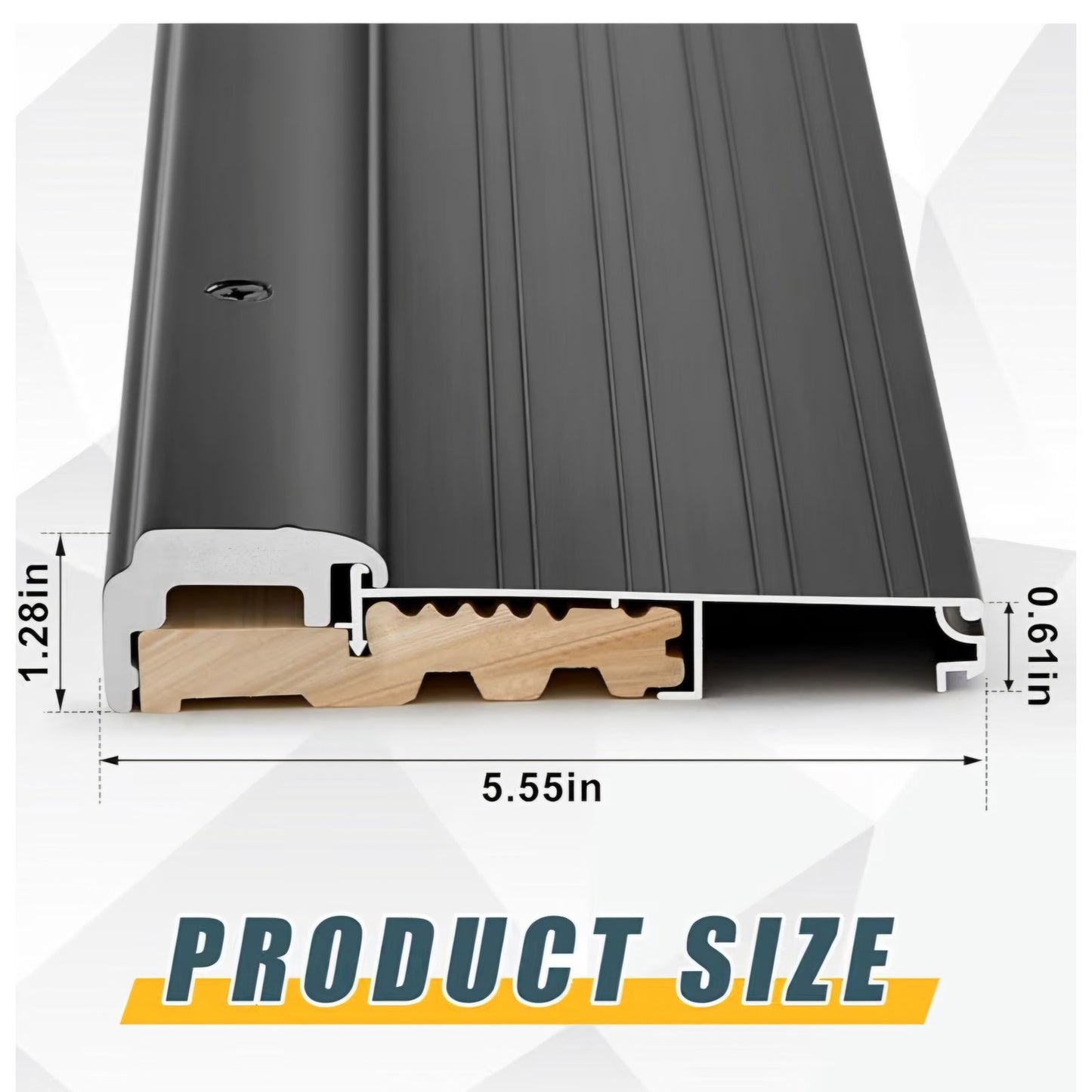 Blulu 72" Aluminum Exterior Door Threshold 5 5/8" Swing Threshold Black Heavy Duty