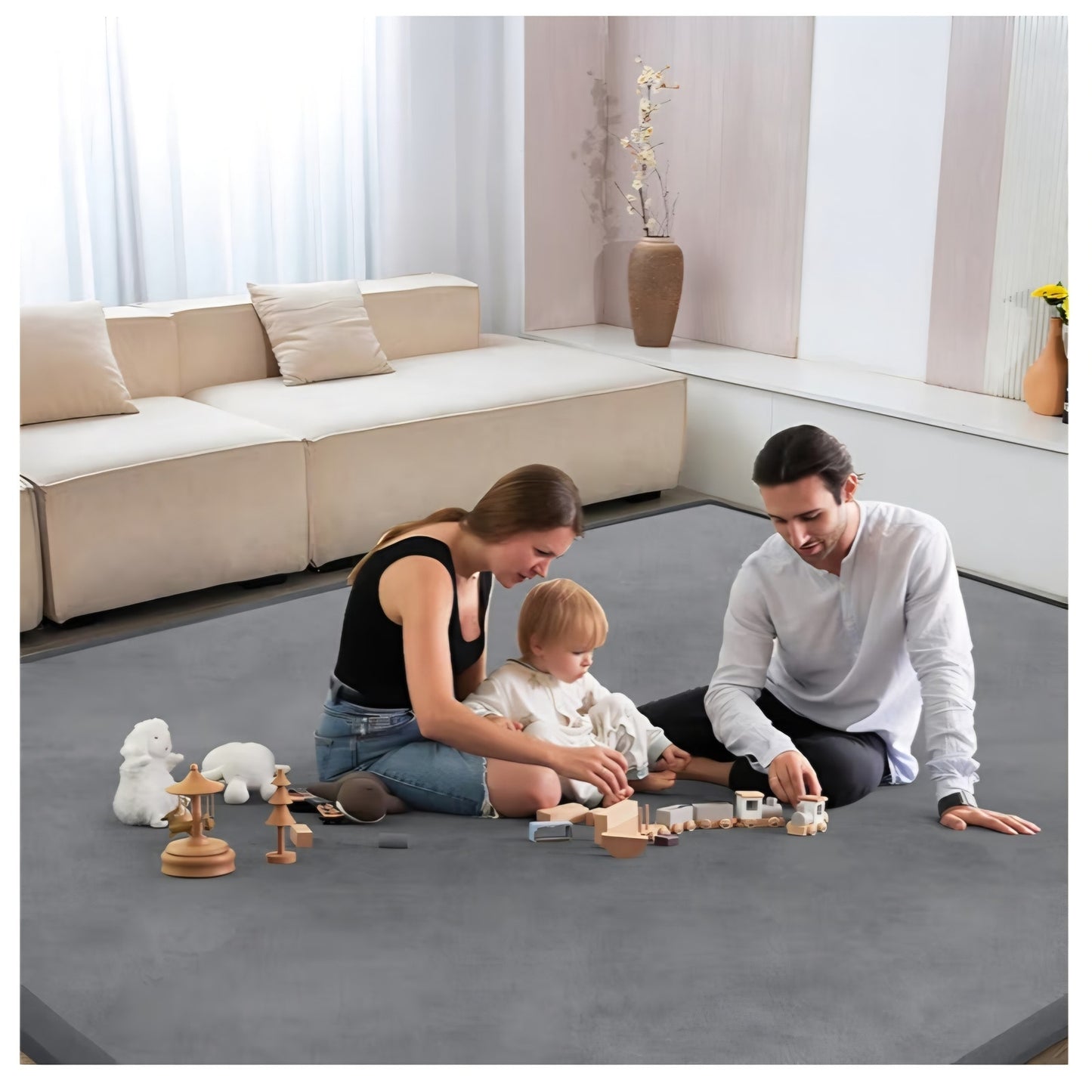 Baby Play Mat for Floor Nursery Rug Muscle Mat Area Rug Playroom Rug 79"x138"