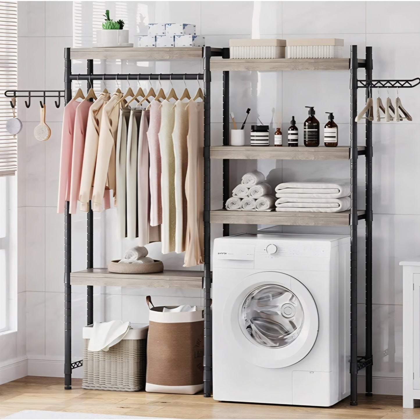 Laundry Room Organization and Storage,5 Tier Wood