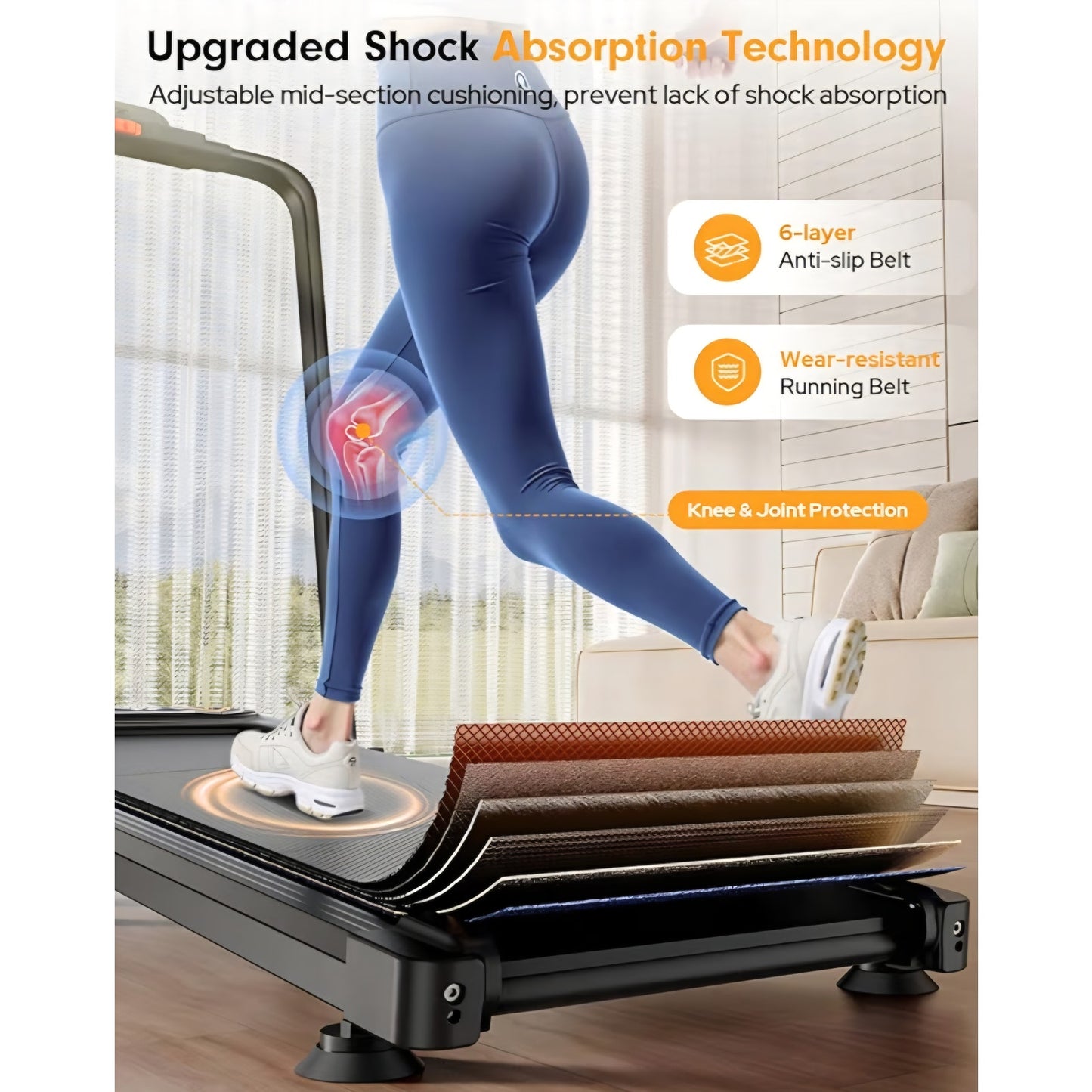 Foldable Treadmill with 10% Incline, Upgrade 3.5HP Low Noise Walking Pad Treadmill with Handle Bar
