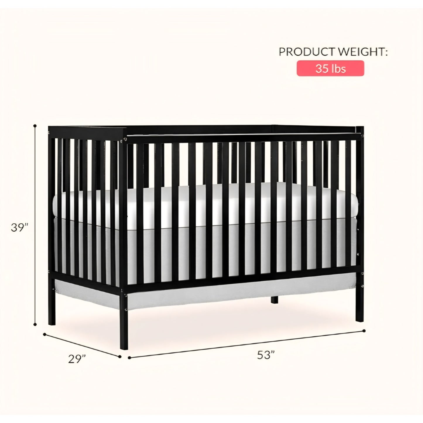 Dream On Me Synergy 5-in-1 Convertible Full-Size Baby Crib with Toddler, Day & Full Bed