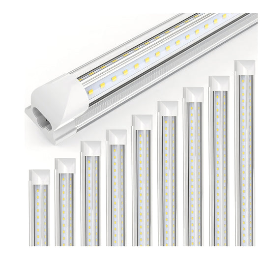 JESLED 8FT LED Shop Lights 10-Pack, 100W 15000LM 6500K Cool White, V-Shape Linkable T8 Led